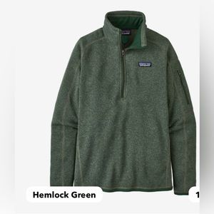 Patagonia Women's Better Sweater 1/4-Zip Fleece Jacket Hemlock Green LARGE